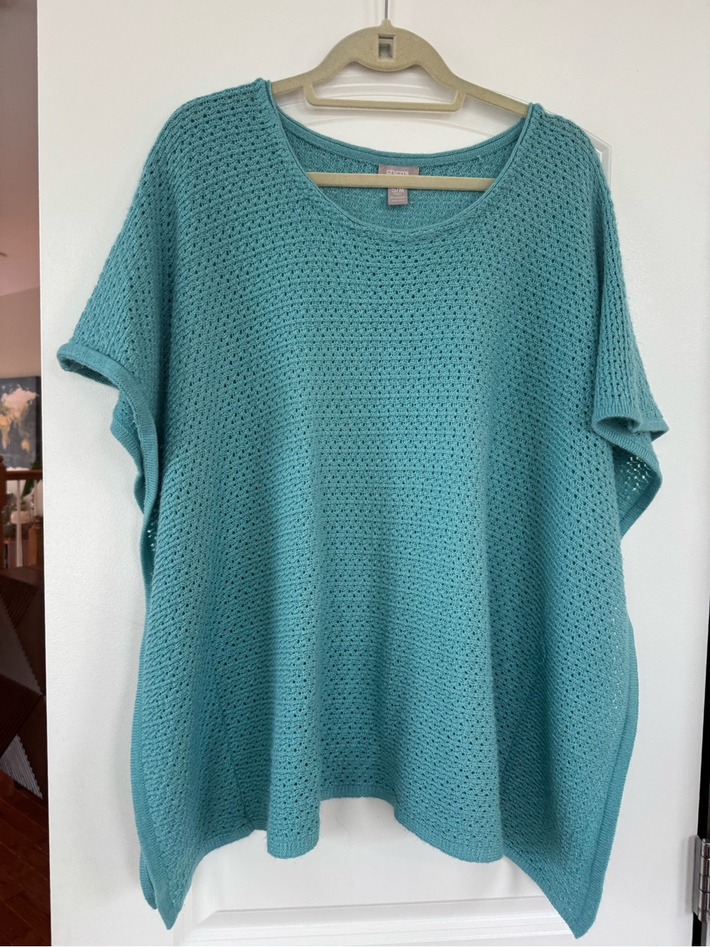 Chico’s Lightweight Teal Open-Knit Acrylic Pullover Size S-M